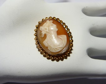 Antique 10K Gold Carved Shell Cameo Pin Pendant on Etsy