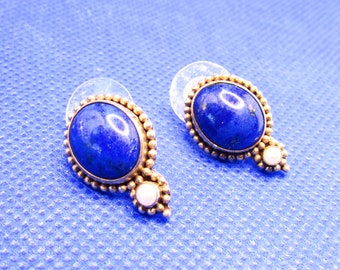 Lapis Lazuli Pearl & Sterling Silver Stud Earrings on Etsy