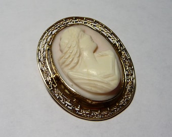 Victorian Hand Carved Shell Cameo 10K Gold Brooch Pin on Etsy