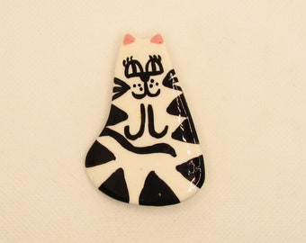 Vintage OOAK Ceramic Cat Pin on Etsy by APURPLE PALM