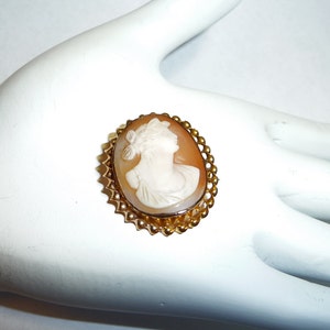 Antique 10K Gold Carved Shell Cameo Pin Pendant on Etsy image 3