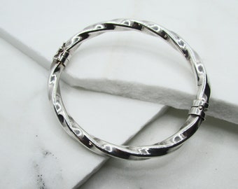 Milor Italy 925 Twisted Sterling Silver Oval Hinged Bangle Bracelet on Etsy by APURPLEPALM