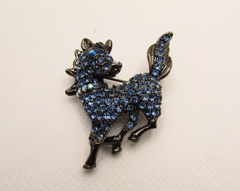 Vintage Blue Rhinestone Horse Pin Brooch on Etsy by APURPLEPALM