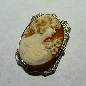 Vintage 10K Gold Deco Cameo on Etsy image 2