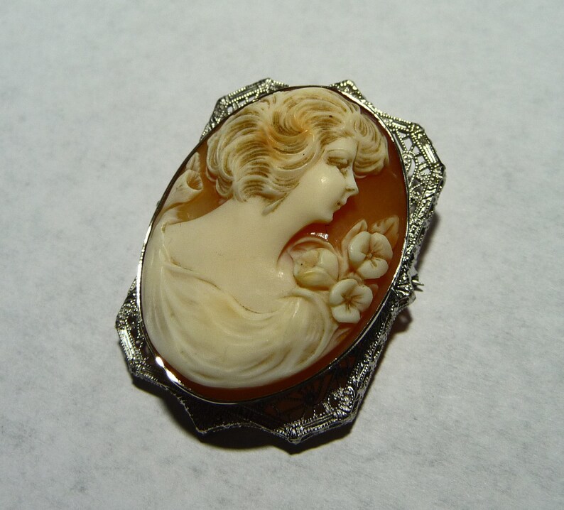 Vintage 10K Gold Deco Cameo on Etsy image 2