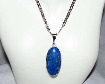 Lapis Lazuli Sterling Silver Pendant & 20" Chain on Etsy by APURPLEPALM