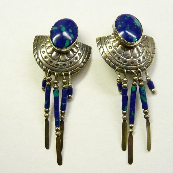 Sterling Silver Azurite Malachite Earrings on Etsy