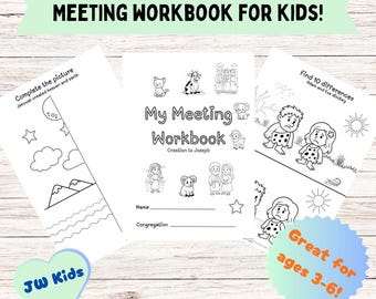 JW Meeting Workbook for Kids Aged 3-6 | 28 Fun Activity Sheets | A4 & US Letter Sizes