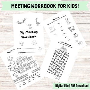 Cahier d'exercices JW Meeting pour enfants | 23 feuilles d'activités amusantes | Formats A4 et Lettre US