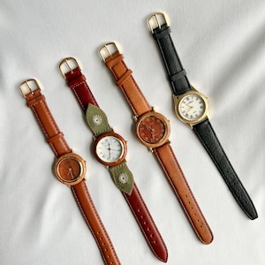 Vintage Women&#39;s Luxury Watch, Gold womens Watch, Silver wristwatch, Diamond watch, Gift for her, Real Leather wristwatch