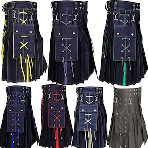 Scottish Traditional Modern Hybrid Utility Kilts for Men Sport Kilt Two Tone Cotton Utility Wedding Kilts fashion kilts for men