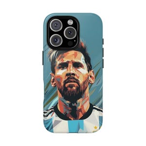Messi künstlerische Telefon Fall, Fußball-Liebhaber-Geschenk für ihn, schützende Telefon-Abdeckung, Sport-Liebhaber-Geschenk, Fußball-Fangeschenk, personifiziertes Telefon