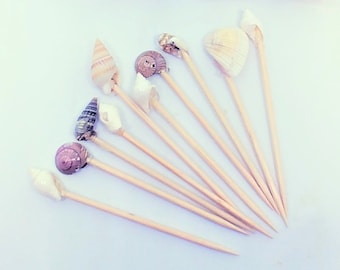 Shell Cocktail Toothpicks - Beach Party Picks - Set of 50