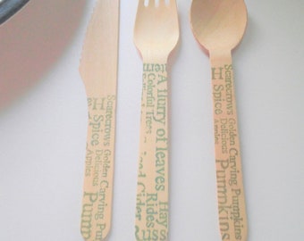 Wooden cutlery set for fall- 16 piece