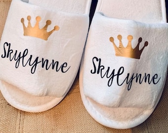 Personalized White Spa Slippers: Bridesmaid Party Favors