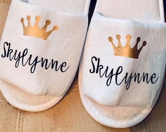 Personalized white slippers