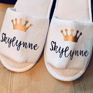 Personalized white slippers
