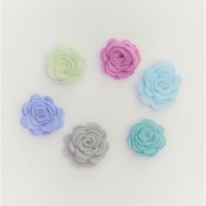 Felt 1.5 inch pastel roses | set of 10 - for wedding decor, party, headbands, craft projects, home decor, mini felt roses