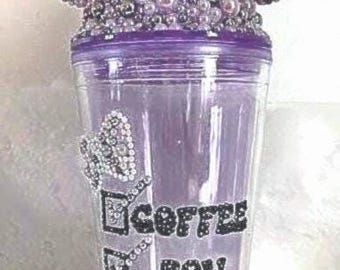 Pearl and rhinestone mouse tumbler