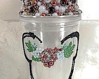 Pearl and rhinestone mouse tumbler