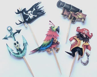 Pirate Cupcake Toppers - Set of 6