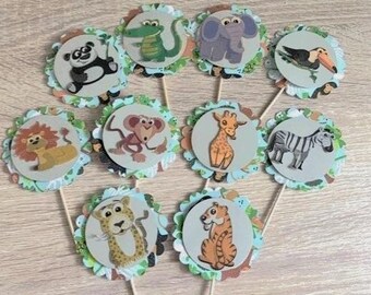 Zoo Animal Cupcake Toppers (Set of 8)
