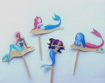 Mermaid cupcake toppers