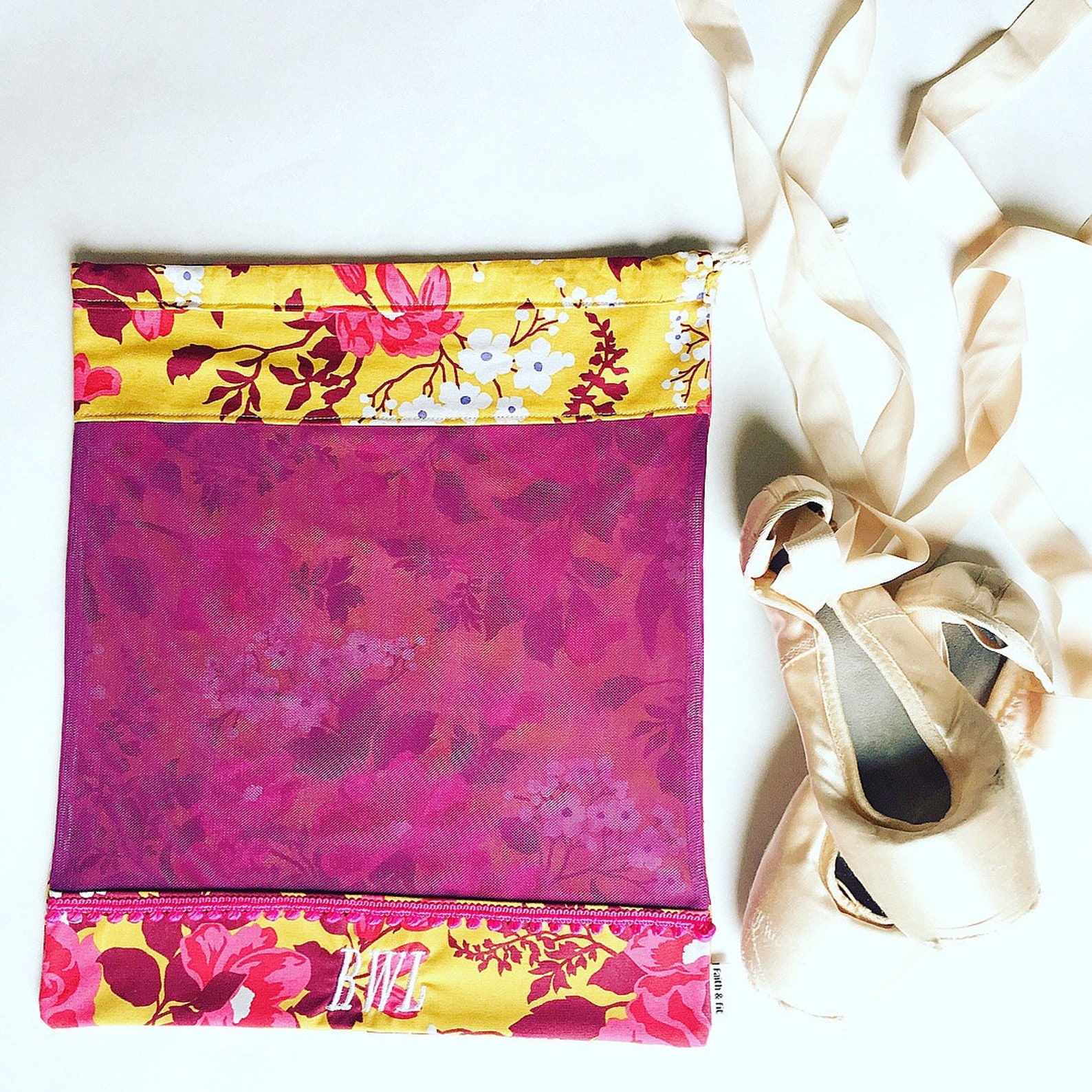 pointe shoe bag, ballet shoe bag, dance bag purple, yellow, ballerina bag