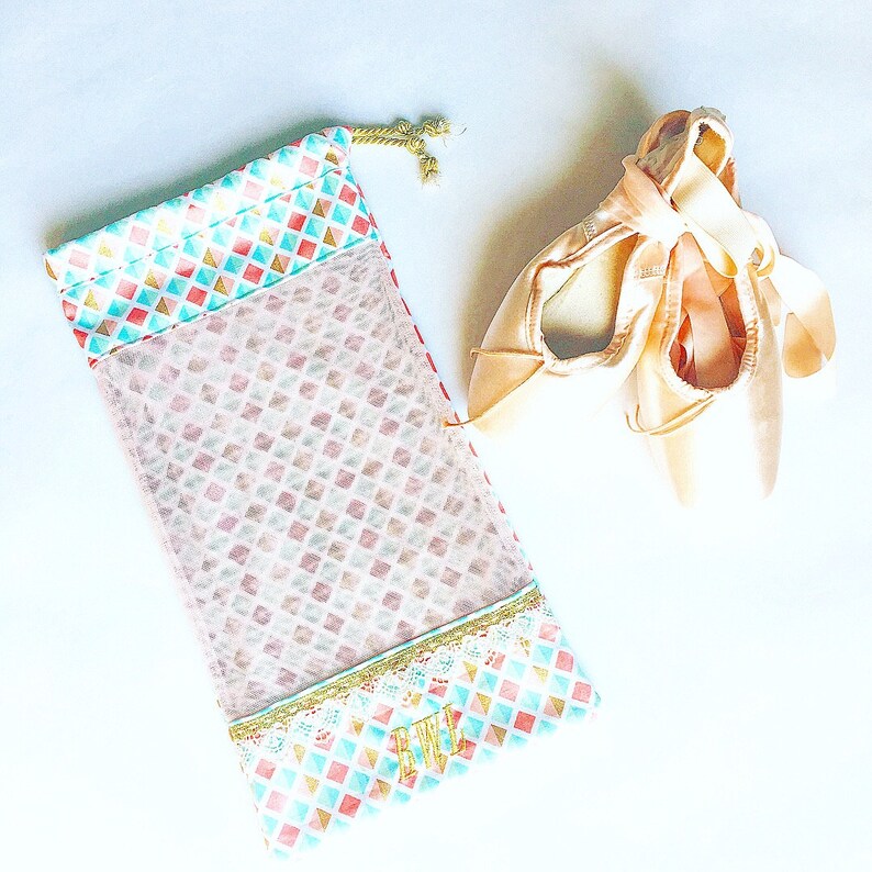 Pointe Shoe Bag Ballet Shoe Bag Dance Bag Pink Gold Etsy
