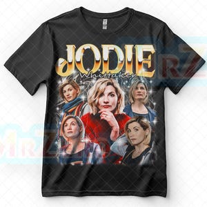 Peut inclure: T-shirt noir avec un graphisme doré du texte "JODIE Whittaker" et des images de Jodie Whittaker dans le rôle du Docteur de la série télévisée Doctor Who.