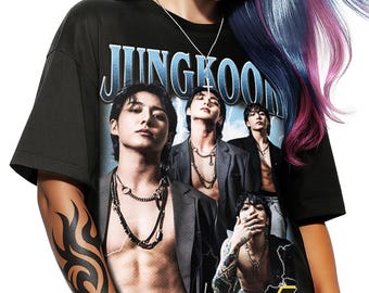 Camiseta Jungkook estilo vintage coreano, camiseta unisex con cuello redondo