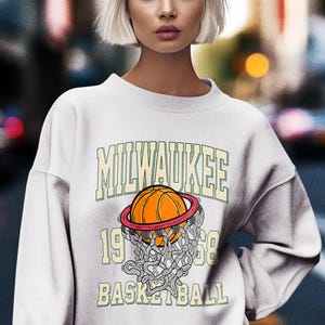 Maglietta vintage Milwaukee 1968 da basket unisex per adulti, ragazzi, felpa