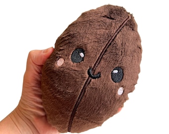Coffee Bean Plush Toy: Handmade Minky Kawaii Plushie