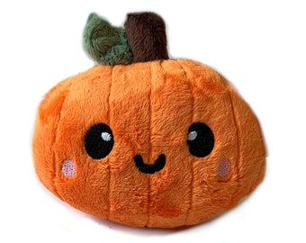 Plush Pumpkin Figurine Orange & White, Medium, 4 Plush Pumpkin Figurine Orange & White, Medium, 4