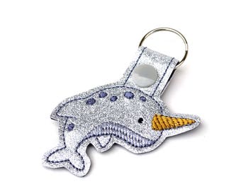 Narwhal | Silver Narwhal | Narwhal Keychain | Kawaii Keychain | Gift for Her | Secret Santa Gift | White Elephant Gift | Narwhal Kawaii