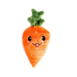 Kawaii Carrot Plushie: Embroidered Minky Stuffed Vegetable Toy