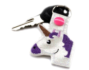 Unicorn Keychain | Unicorn Key Chain | Key Ring | Snaptab | Book Bag Accessory | Unicorn Party | Gifts for Her | Nerd Gift | Emoji