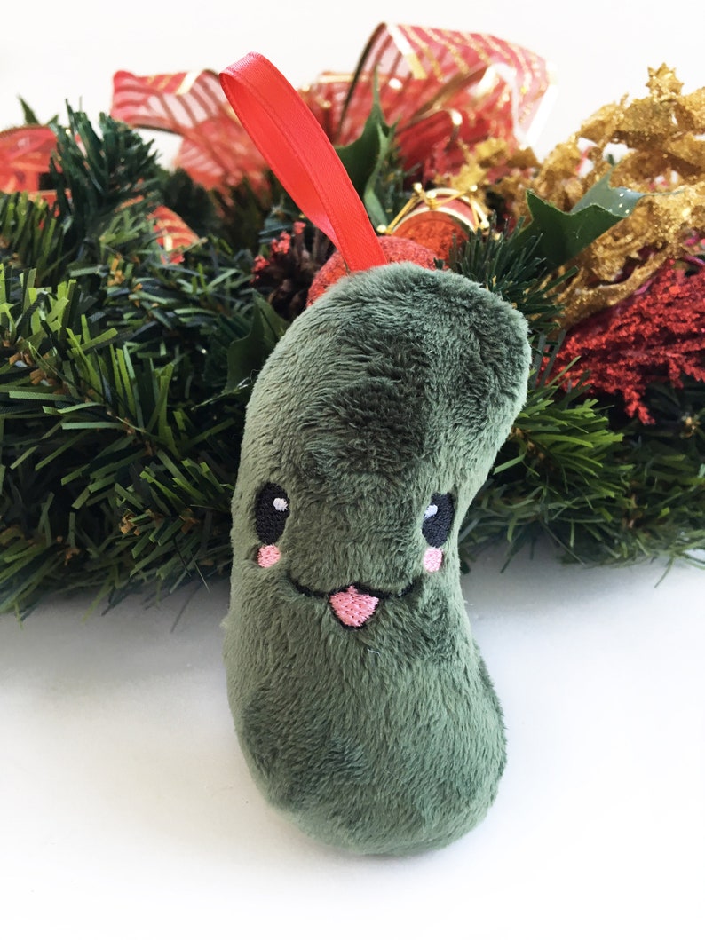 Christmas Pickle Ornament Plush Ornament Kawaii Christmas Gifts under 20 Gag Gift Plush Pickle Stuffed Pickle Ornament image 2