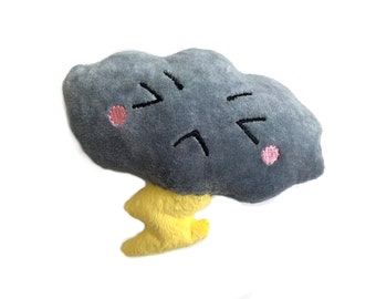 Storm Cloud Plush | Thunderstorm Plush Toy | Stuffed Rain Cloud | Nursery Decor | Kawaii Cloud | New Baby Gift | Lightening Plush