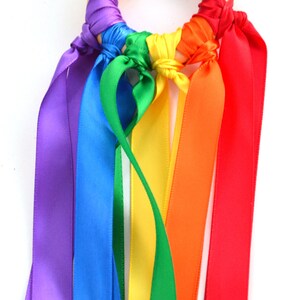 Rainbow Ribbon Hand Kite: Wooden Ring, Eco-Friendly Toy image 4