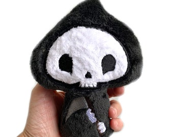 Grim Reaper Plushie: Embroidered Minky Stuffed Toy