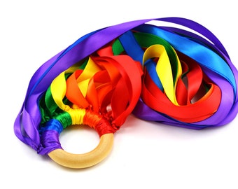 Hand Kite Rainbow Ribbon Streamer Double Rainbow