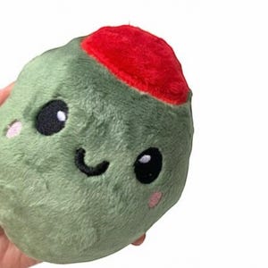 Olive Plush Toy: Kawaii Stuffed Olive with Embroidered Face
