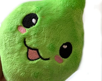 Kawaii Lime Plushie: Embroidered Citrus Stuffed Toy