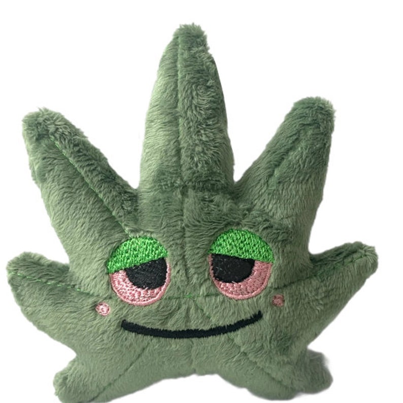 Plush Marijuana Cannabis Plush Toy Cute Kawaii Weed Stoner Gift Marijuana Leaf Plush Funny Gifts 420 Devils Lettuce Pot Plush image 3