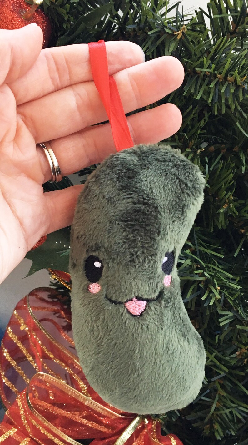 Christmas Pickle Ornament Plush Ornament Kawaii Christmas Gifts under 20 Gag Gift Plush Pickle Stuffed Pickle Ornament image 3