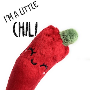 Kawaii Chili Pepper Plush Toy: Embroidered Minky Stuffed Vegetable