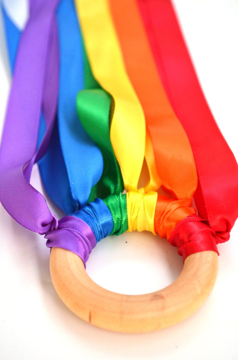 Waldorf Hand Kite  Rainbow  Ribbon Runner  Birthday Party image 2