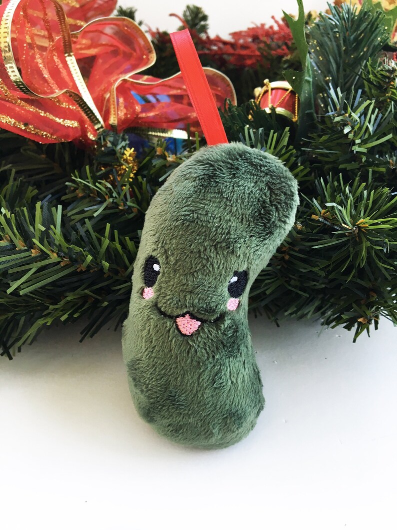 Christmas Pickle Ornament Plush Ornament Kawaii Christmas Gifts under 20 Gag Gift Plush Pickle Stuffed Pickle Ornament image 1