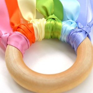 Waldorf Hand Kite: Pastel Rainbow Ribbon Streamer, Learning Toy